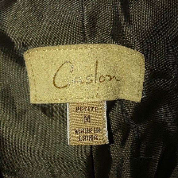 Caslon Brown Suede Leather Button Up Coat M - Picture 4 of 7